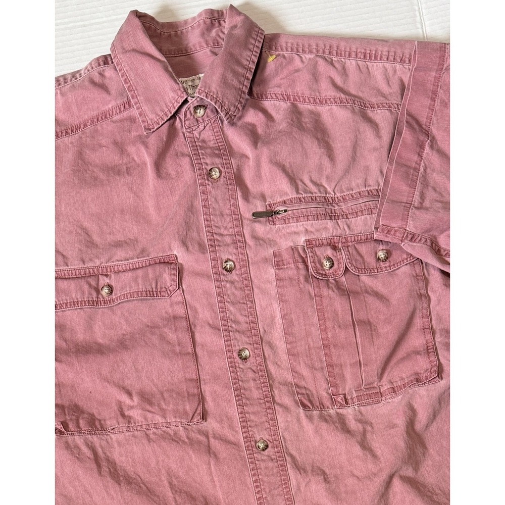 NORM THOMPSON - Men's VTG Pink‎ Short Sleeve Button Utility Shirt - Large